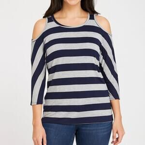 Fenn Wright Mansion British Cold Shoulder Striped Dolman Top